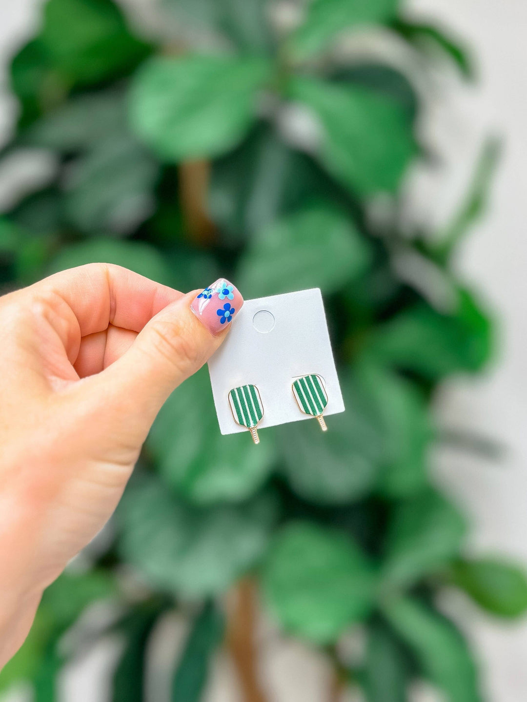 Enamel Stud Earrings-Pickleball