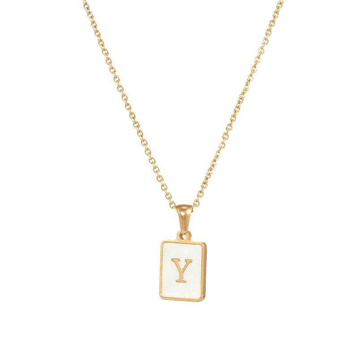 Square Initial 18K Gold-plated Shell Necklace