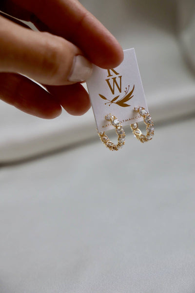 E1496G Gold Earrings-Stella CZ Eternity Hoops