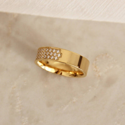 Pave CZ Wide Band Ring