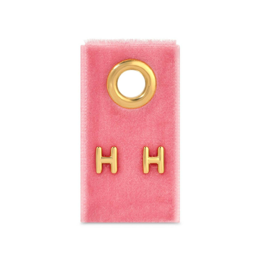 Velvet Gift Tag-Gold Initial Studs