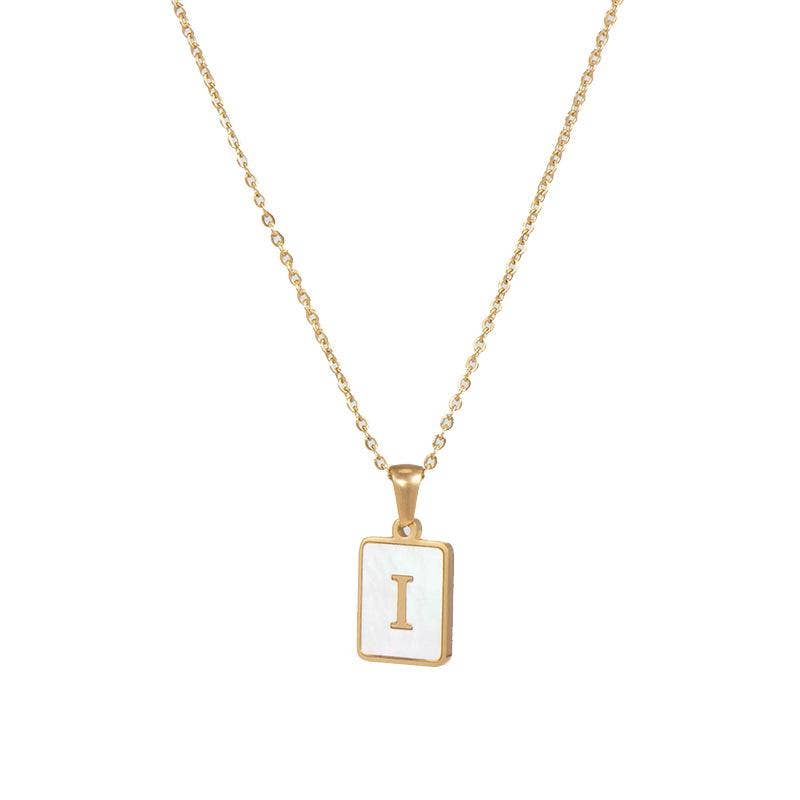 Square Initial 18K Gold-plated Shell Necklace