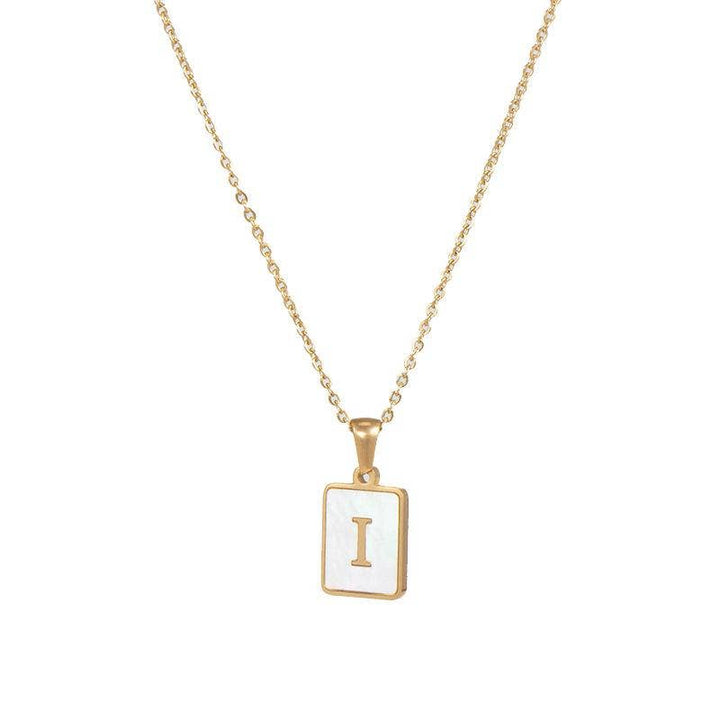 Square Initial 18K Gold-plated Shell Necklace