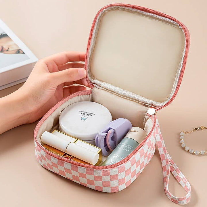 Cosmetic Pouch Bag-Travel Checker Makeup