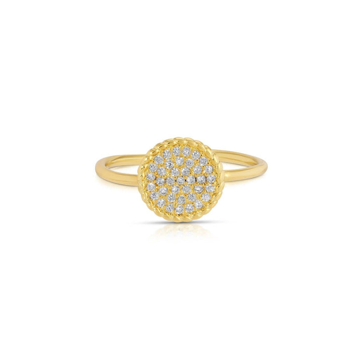Pave Circle Delicate Adjustable Ring