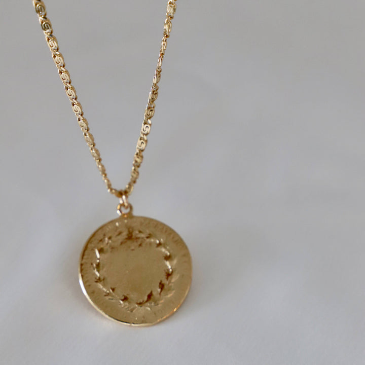 CN1405 Gold Necklace-Vintage French Coin