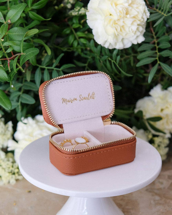 Marie-Leather Mini Travel Jewelry Box