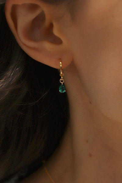 E1590 Gold Earrings-Birthstone Teardrop