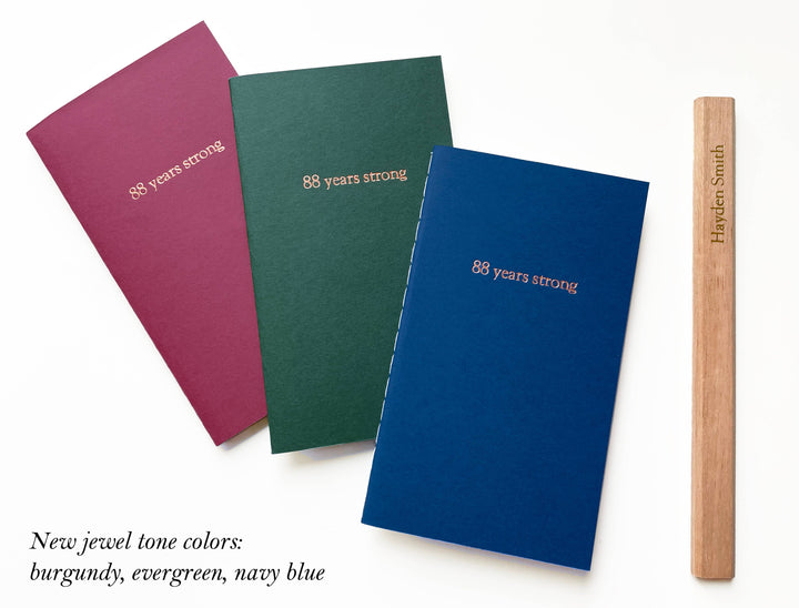 Custom Text Foil Embossed Mini Notebook: Burgundy / Gold shimmer