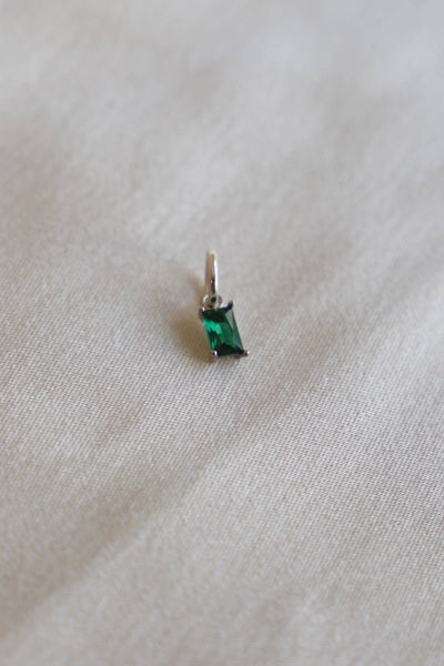 Birthstone Charm-Emerald Cut Silver