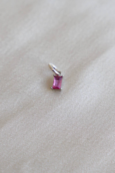 Birthstone Charm-Emerald Cut Silver