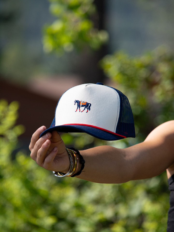 Horse Embroidered Trucker - Cream/Navy