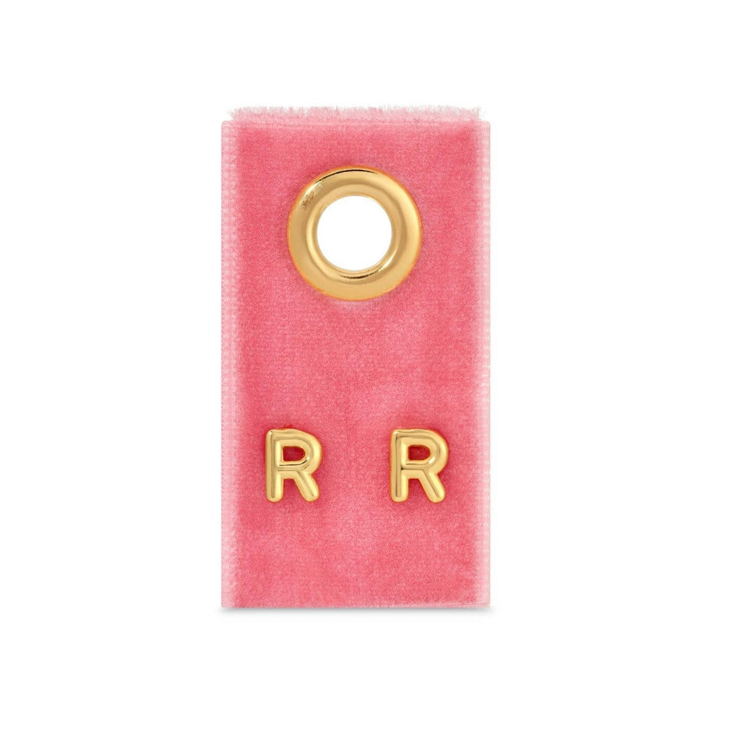 Velvet Gift Tag-Gold Initial Studs