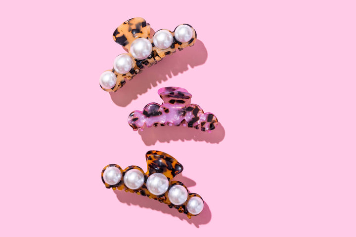 Claw Hair Clip - Pink + Black Tortoise