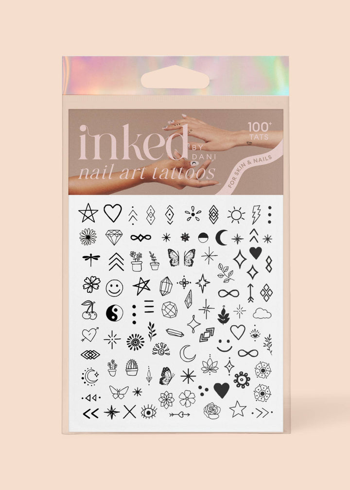 B&W Nail Art Temporary Tattoo Pack