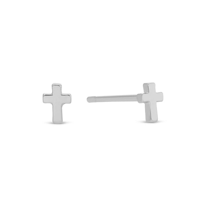 Velvet Gift Tag-Silver Small Cross Studs