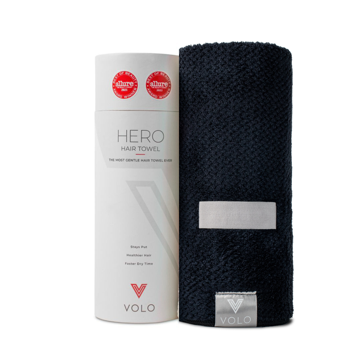 VOLO Hero Hair Towel- Vinyl Black Luxe Tube