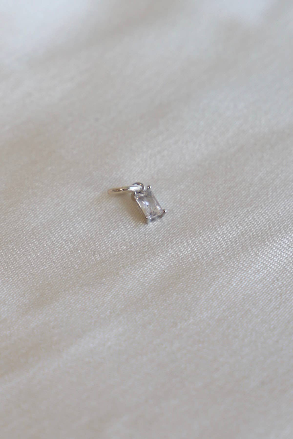 Birthstone Charm-Emerald Cut Silver