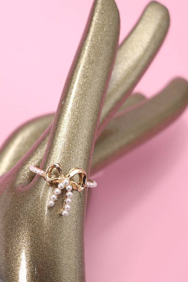 Ring-Gold Pearl Bow