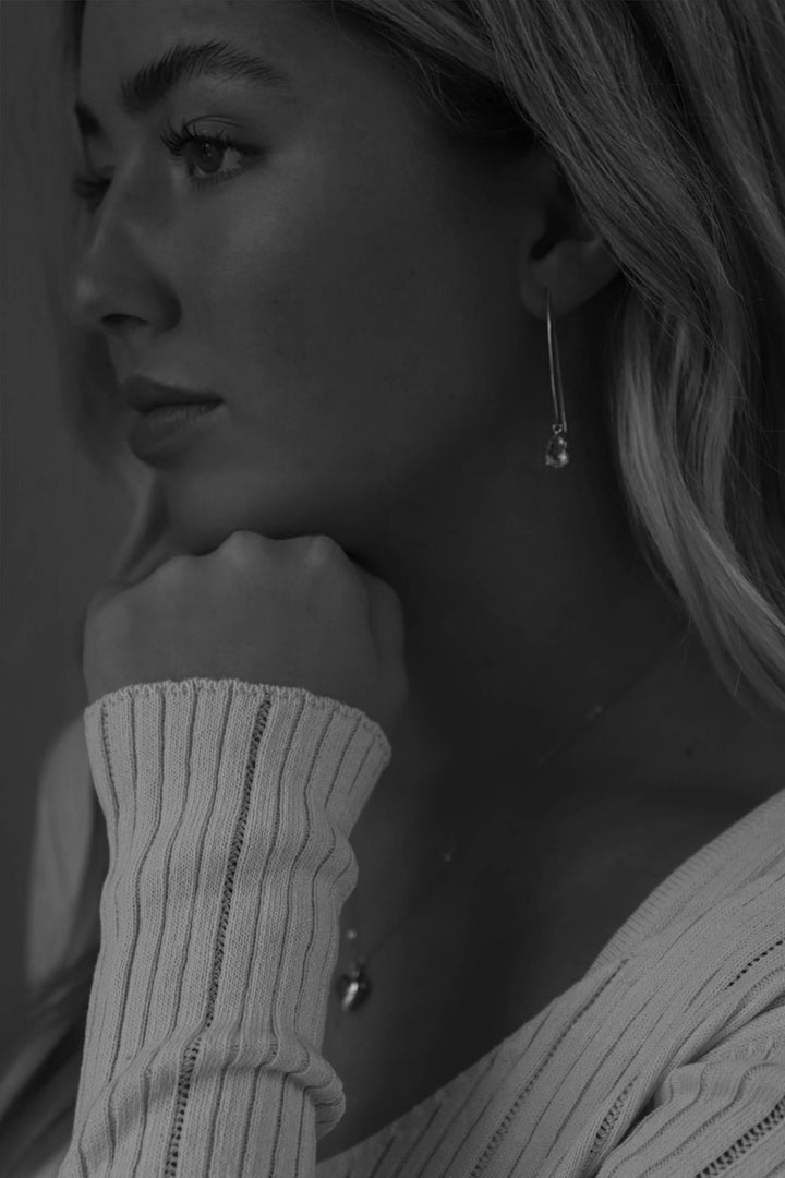 E1643CHAMPS Silver Earrings-Champagne Teardrop