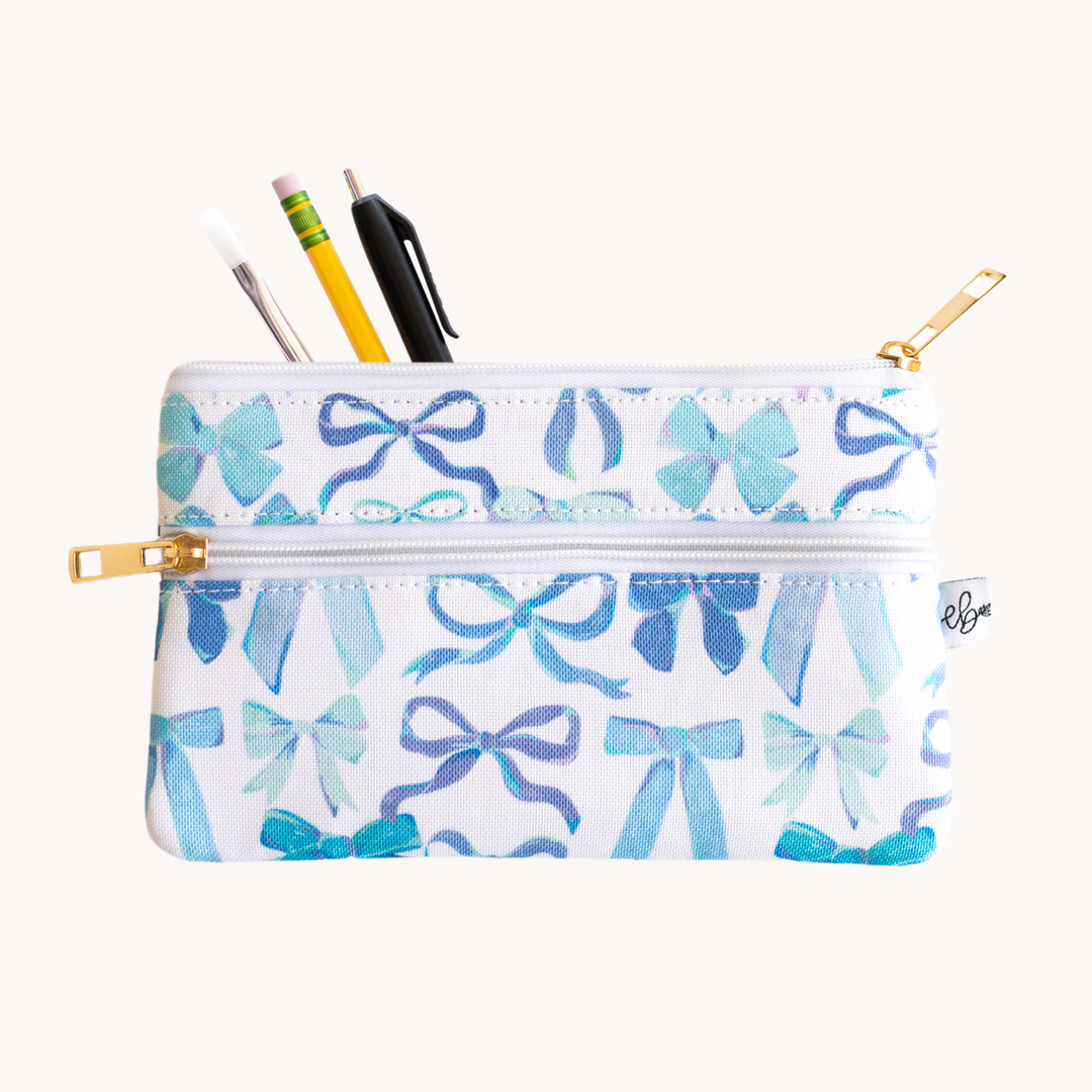 Blue Bows Pencil Pouch