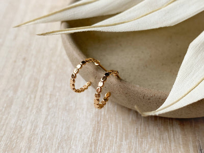 Earrings-Delia Gold Plated Brass Hoops