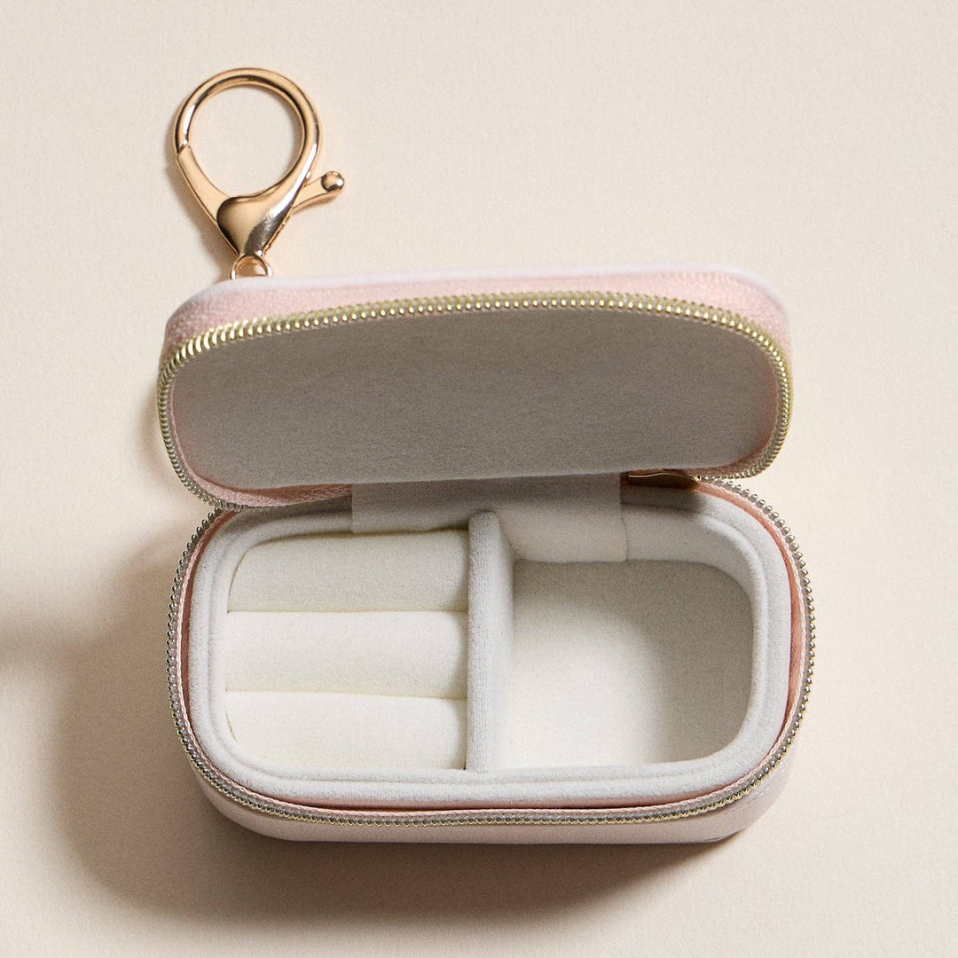 Mini Jewelry Travel Case with Keychain – Cherry Print Design