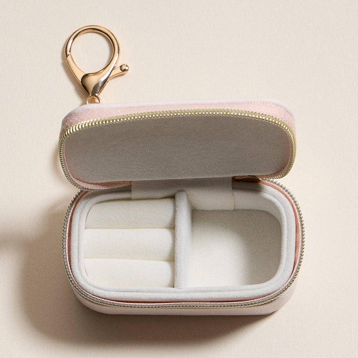 Mini Jewelry Travel Case with Keychain – Cherry Print Design