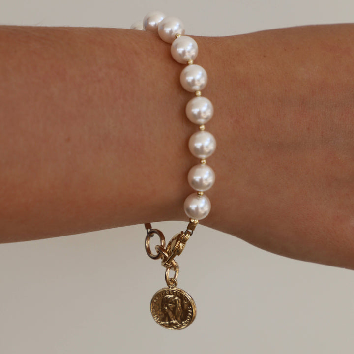 B1163 Gold Bracelet-Lora Pearl