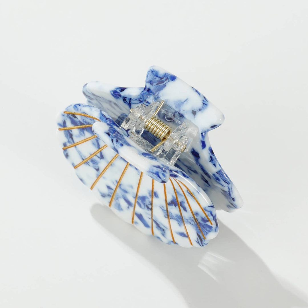Coastal Blue Seashell | Gold Painted Seashell Claw Clip