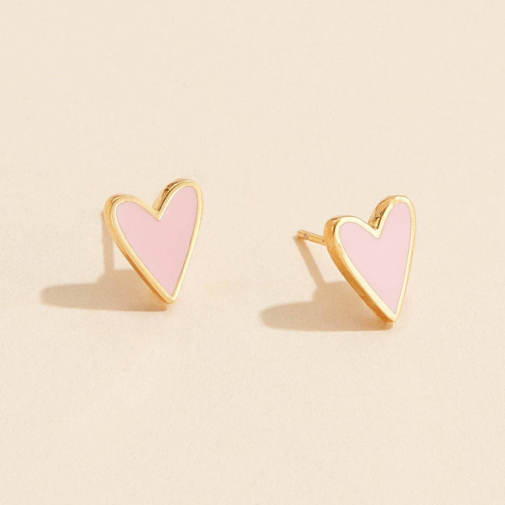 Enamel Heart 18K Gold Dip Stud Earrings
