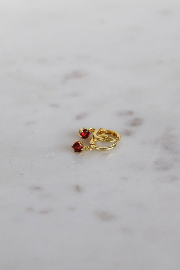 E1734G Earrings-Round Birthstone Huggies
