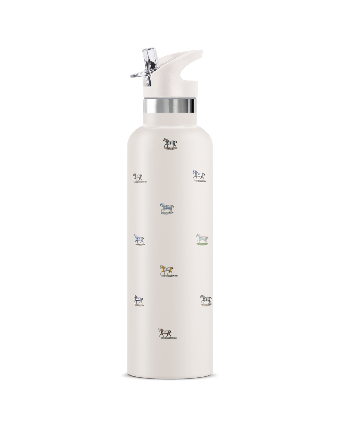 VEREDUS II Horse Motif Cream | 25 oz Insulated Water Bottle