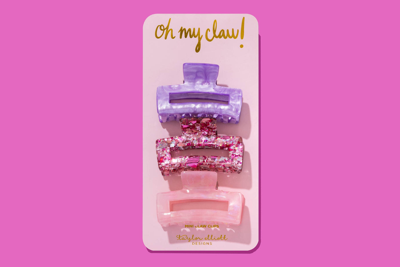 Claw Hair Clip Trio - Pink Confetti / Purple / Pastel Pink