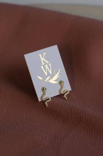 E1705 Gold Earrings-CZ Emerald Snake Studs