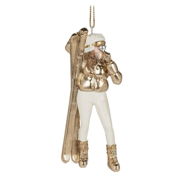 Ornament-Drinking Skier Gal