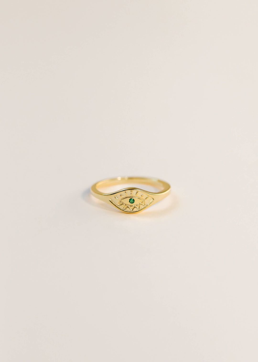 Gold Rings - Emerald Evil Eye