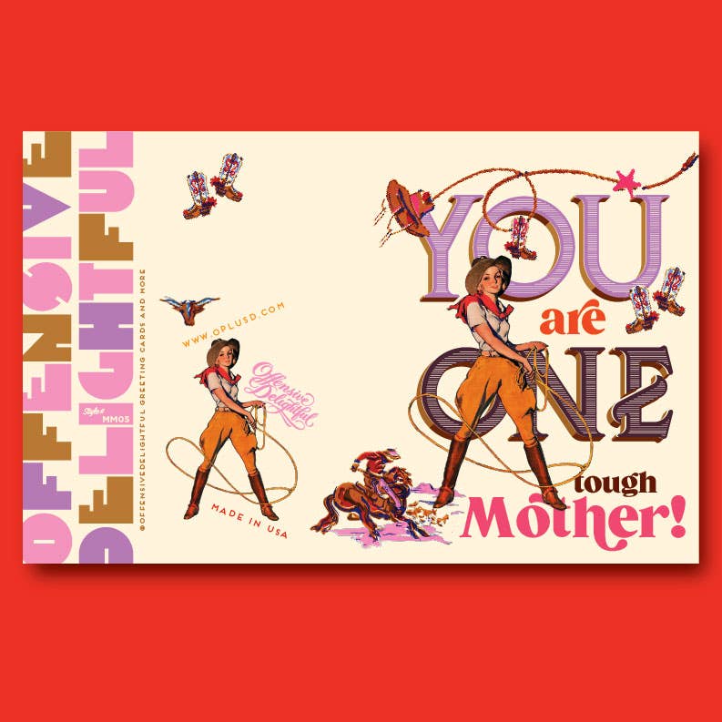 Greeting Card-ONE TOUGH MOTHER  cowgirl mother's day card V2