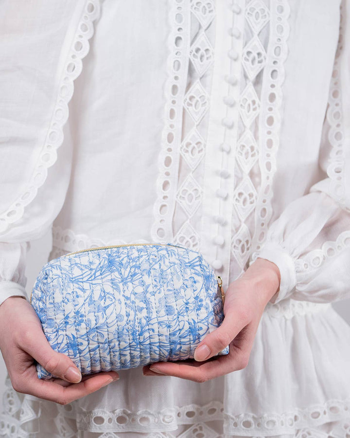 Bunny Blues Small Quilted Make Up Bag