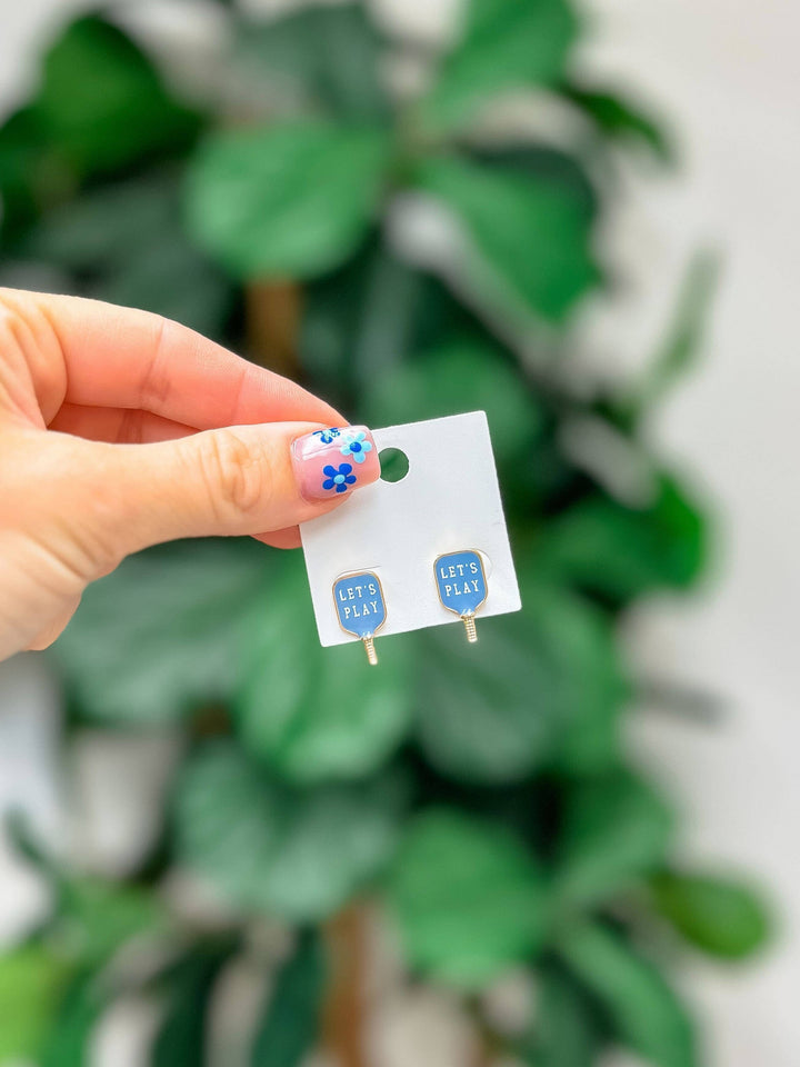 Enamel Stud Earrings-Pickleball