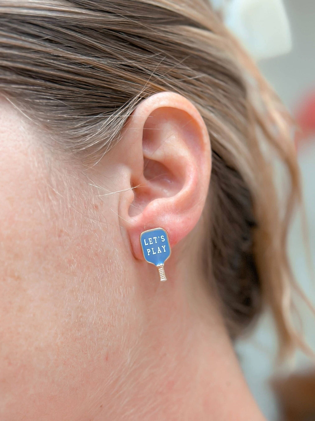 Enamel Stud Earrings-Pickleball