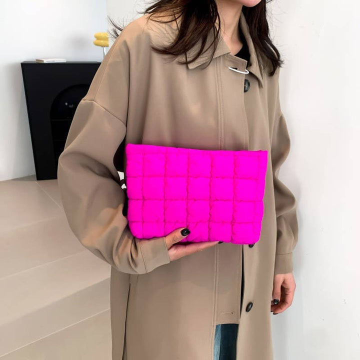 Cosmetic Bag-Quilted Puffy Clutch