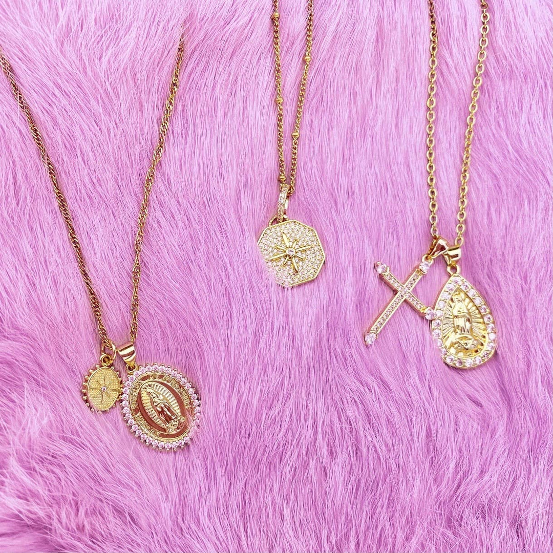 Necklace-Shine Double Charm Religious Pendant