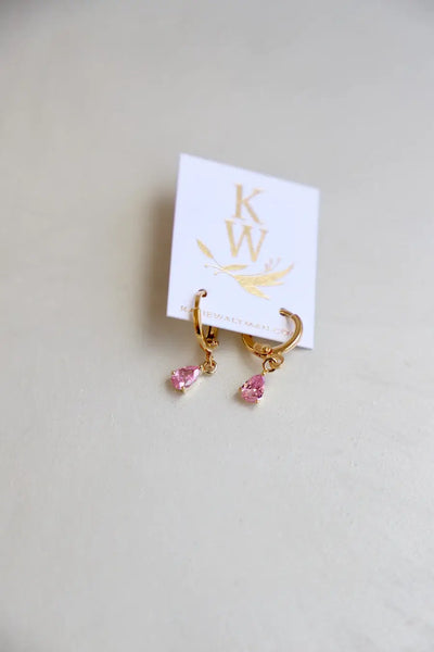 E1590 Gold Earrings-Birthstone Teardrop