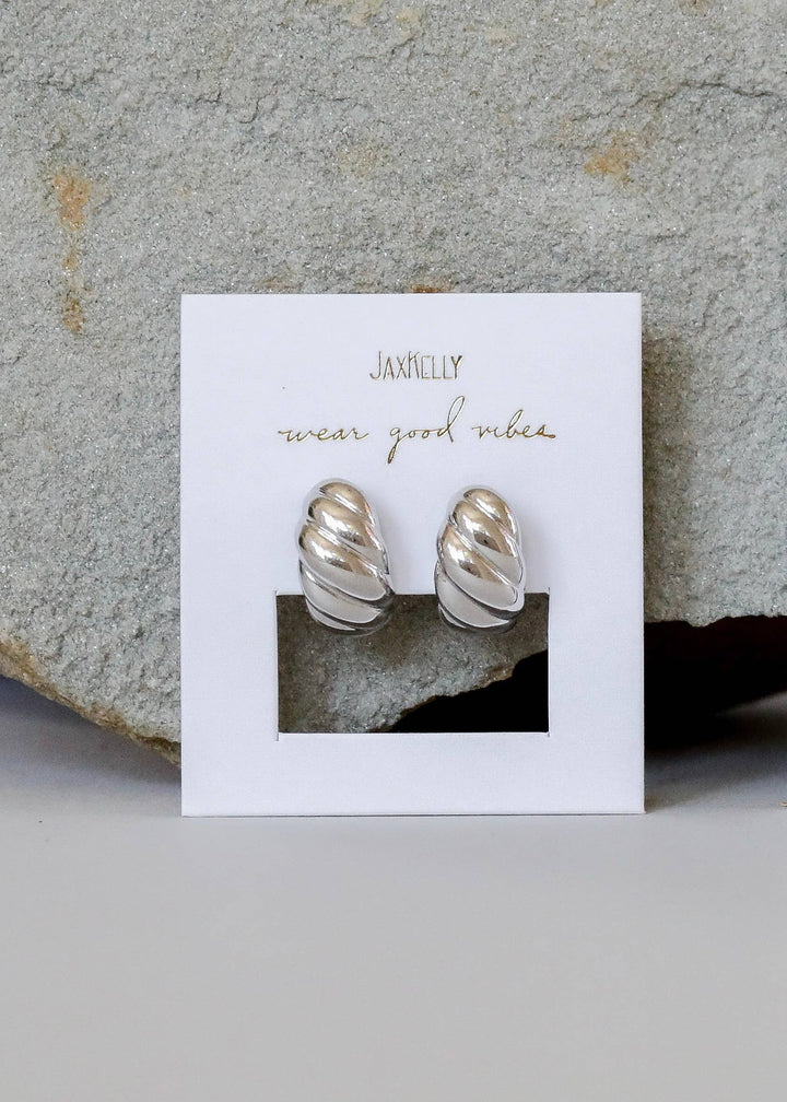 Earrings-Silver Hoop Swirl