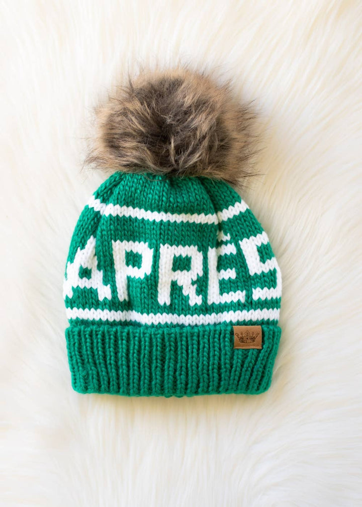 Pom Hat-Green & White Apres