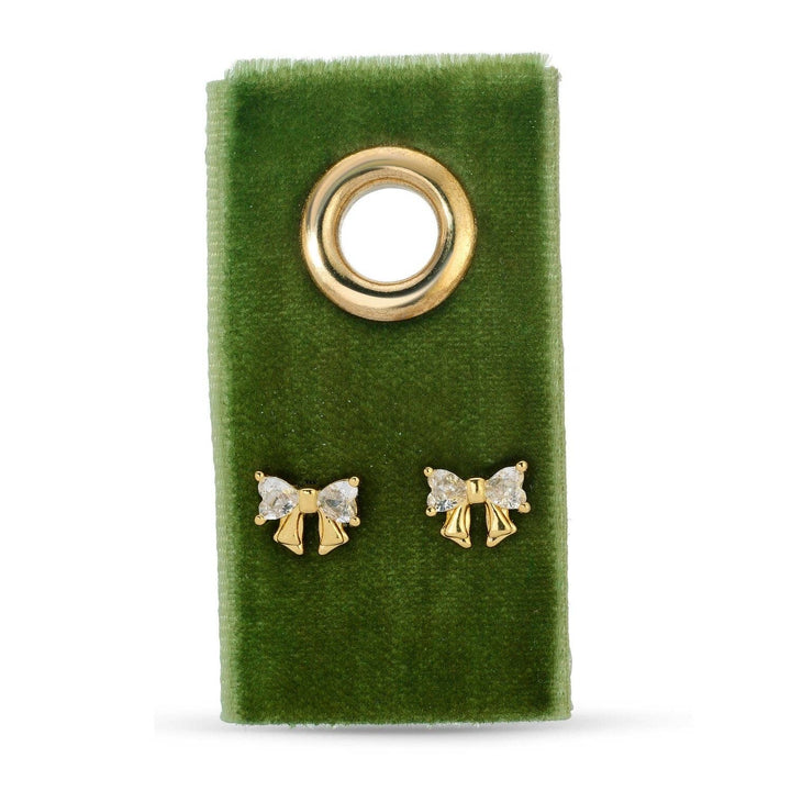 Velvet Gift Tag-Cz Bow Studs