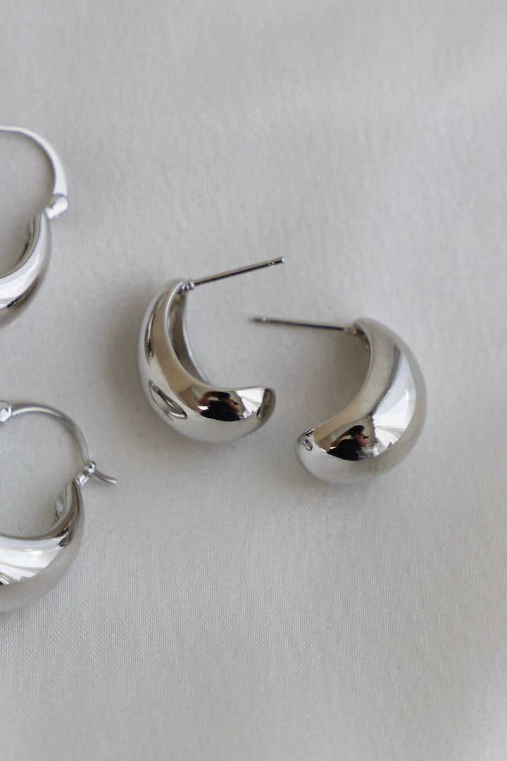 E1598S Silver Earrings-Bonnie Chunky Teardrop Studs