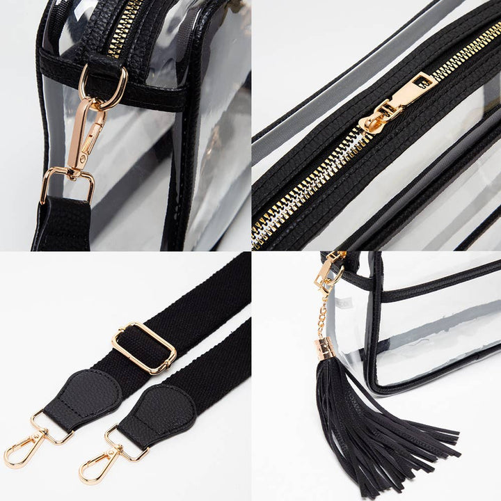 Tassel Crossbody Bag-Transparent