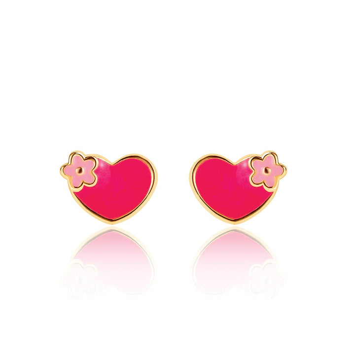 Stud Earrings-Hearts and Flowers